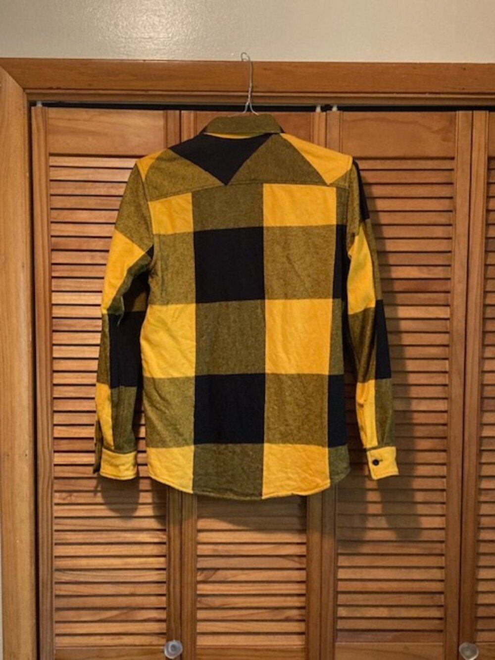 MENS AMERICAN EAGLE PLAID SHIRT YELLOW BLACK SIZE SMALL - Picture 3 of 4